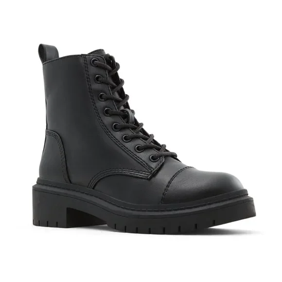 Aldo | Shoes | Aldo Black Lace Up Combat Boots Side Zipper  display picture 1